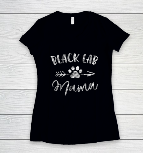 Dog Mom Shirt Black Lab Mama Labrador Retriever Lover Gifts Dog Mom Mother Women's V-Neck T-Shirt