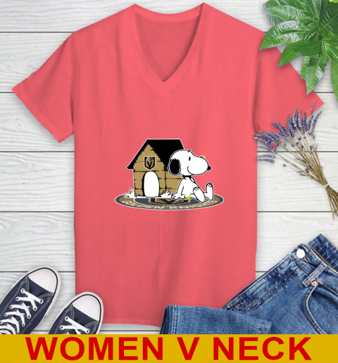 NHL Hockey Vegas Golden Knights Snoopy The Peanuts Movie Shirt Women's V-Neck T-Shirt 7