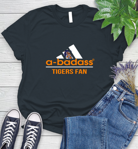MLB A Badass Detroit Tigers Fan Adidas Baseball Sports Women's T-Shirt 8