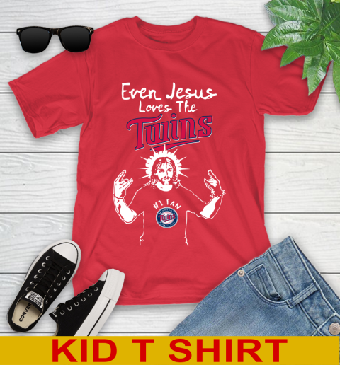 Minnesota Twins MLB Baseball Even Jesus Loves The Twins Shirt Youth T-Shirt 11