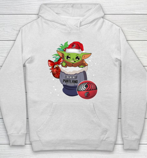 Portland Trail Blazers Christmas Baby Yoda Star Wars Funny Happy NBA Hoodie