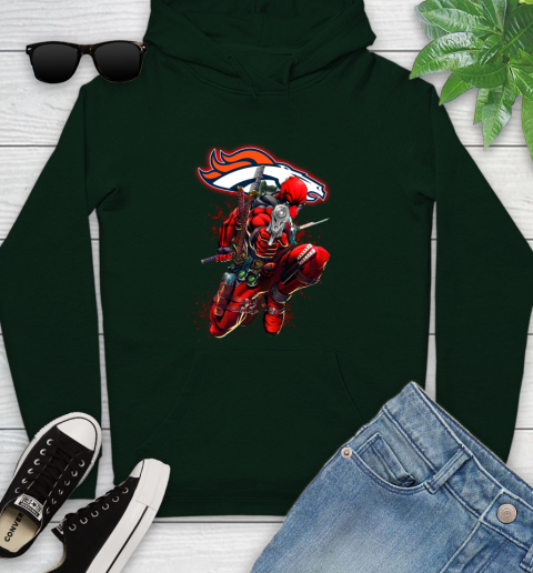 NFL Deadpool Marvel Comics Sports Football Denver Broncos Youth Hoodie 13