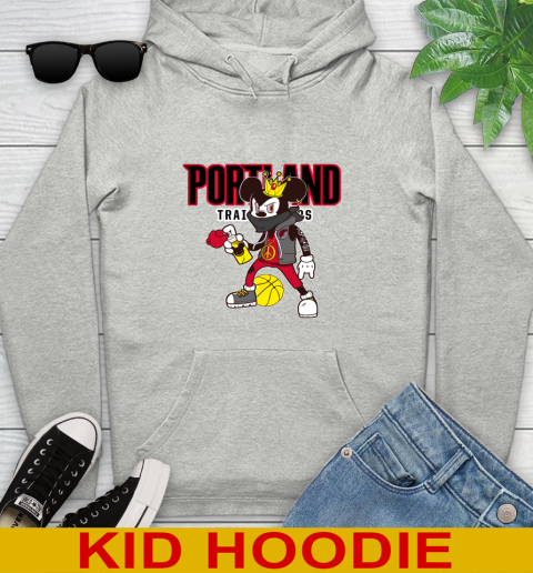 Portland Trail Blazers NBA Basketball Mickey Peace Sign Sports Youth Hoodie