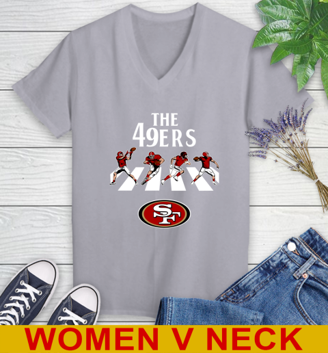 NFL Football San Francisco 49ers The Beatles Rock Band Shirt Women's V-Neck T-Shirt 4