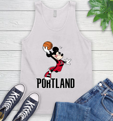 NBA Basketball Portland Trail Blazers Cheerful Mickey Mouse Shirt Tank Top 2