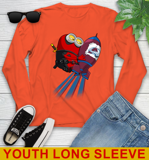 NHL Hockey Colorado Avalanche Deadpool Minion Marvel Shirt Youth Long Sleeve 3