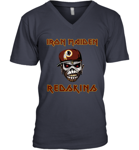 NFL Washington Redskins Iron Maiden Rock Band Music Football Sports 5Bn1RKGjRAI v neck unisex 8 95 151514 front navy