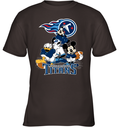 NFL Tennessee Titans Mickey Mouse Donald Duck Goofy Football T Shirt qVQzryuVNLP youth t shirt 26 95 151514 front dark chocolate