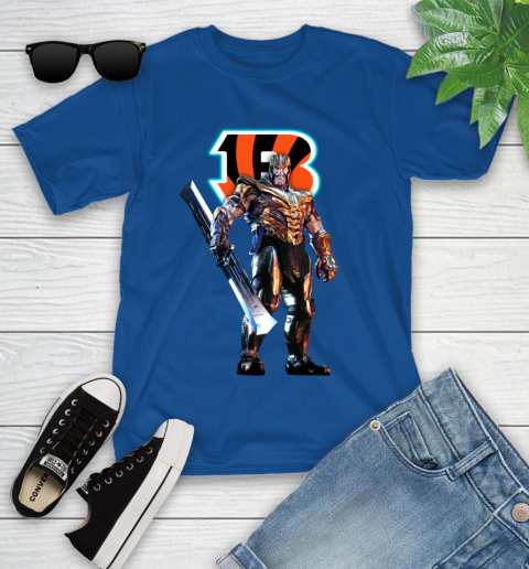 NFL Thanos Gauntlet Avengers Endgame Football Cincinnati Bengals Youth T-Shirt 9