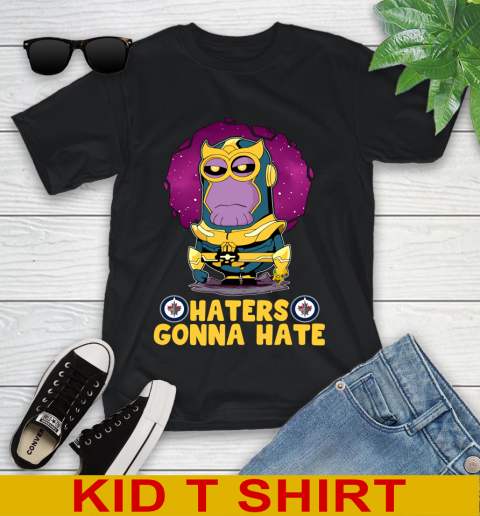 NHL Hockey Winnipeg Jets Haters Gonna Hate Thanos Minion Marvel Shirt Youth T-Shirt 3 NHL Hockey Winnipeg Jets Haters Gonna Hate Thanos Minion Marvel Shirt Youth T-Shirt - Image 3