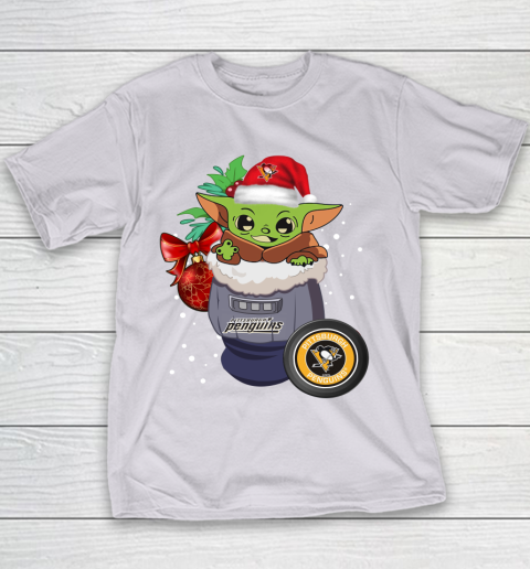 Pittsburgh Penguins Christmas Baby Yoda Star Wars Funny Happy NHL Youth T-Shirt 5