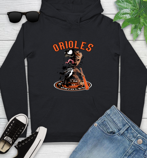 MLB Baltimore Orioles Baseball Venom Groot Guardians Of The Galaxy Youth Hoodie 2