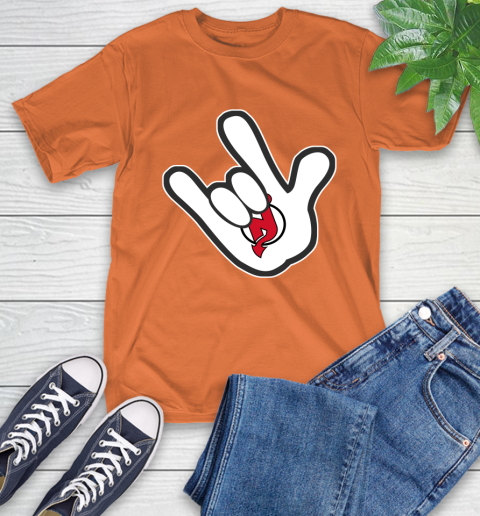 New Jersey Devils NHL Hockey Mickey Rock Hand Disney T-Shirt 5