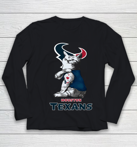 NFL Football My Cat Loves Houston Texans Youth Long Sleeve