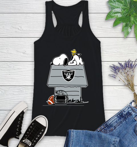 Oakland Raiders NFL Football Snoopy Woodstock The Peanuts Movie Racerback Tank 2