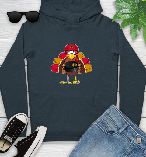 Chicago Blackhawks Turkey Thanksgiving Day Youth Hoodie 8