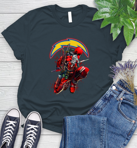 NFL Deadpool Marvel Comics Sports Football Los Angeles Chargers Women's T-Shirt 8