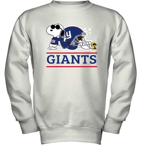 The New York Giants Joe Cool And Woodstock Snoopy Mashup Youth Sweatshirt
