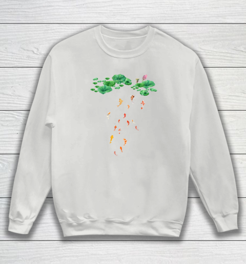 Watercolor Japanese Koi Fish Goldfish Lily Pad Lotus Leaf Beauty Sweatshirt 3