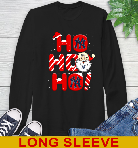 New York Yankees MLB Baseball Ho Ho Ho Santa Claus Merry Christmas Shirt Long Sleeve T-Shirt