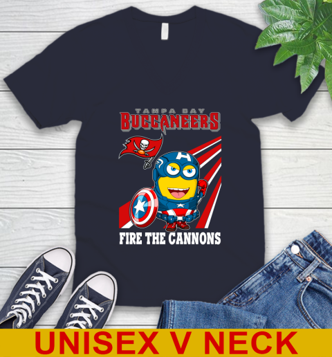 NFL Football Tampa Bay Buccaneers Captain America Marvel Avengers Minion Shirt V-Neck T-Shirt 2