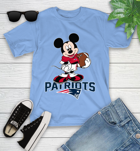 NFL Football New England Patriots Cheerful Mickey Mouse Shirt Youth T-Shirt 11