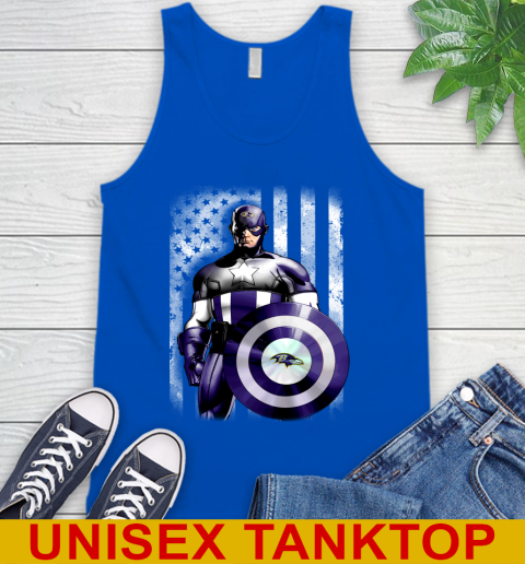 Baltimore Ravens NFL Football Captain America Marvel Avengers American Flag Shirt Tank Top 4
