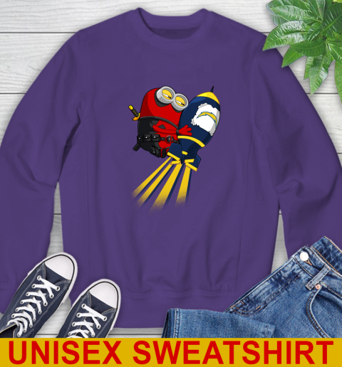 NFL Football Los Angeles Chargers Deadpool Minion Marvel Shirt Sweatshirt 4
