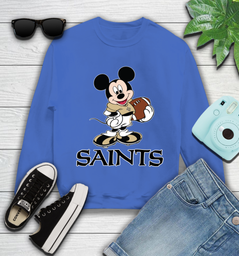 NFL Football New Orleans Saints Cheerful Mickey Mouse Shirt Youth Sweatshirt 7