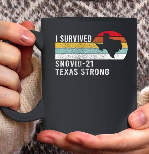 I Survived Snovid 21 Texas Strong Vintage Retro Design Ceramic Mug 11oz
