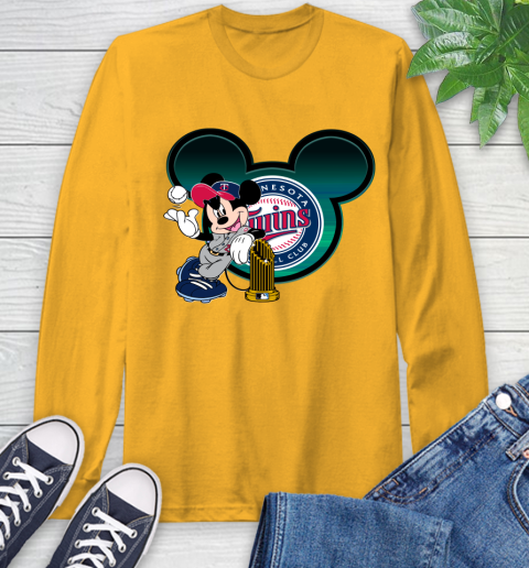 MLB Minnesota Twins The Commissioner's Trophy Mickey Mouse Disney Long Sleeve T-Shirt 3