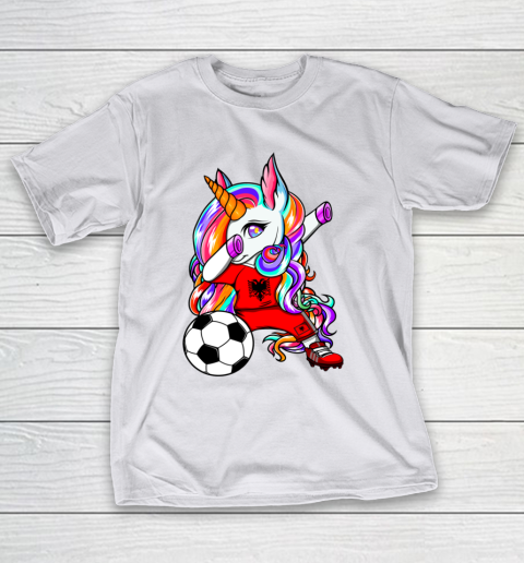 Dabbing Unicorn Albania Soccer Fans Jersey Albanian Football T-Shirt 12