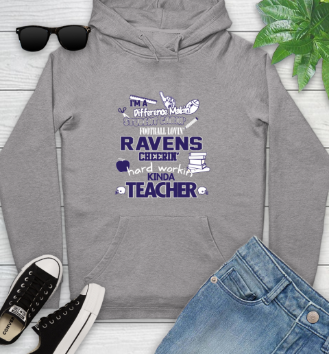 Baltimore Ravens NFL I'm A Difference Making Student Caring Football Loving Kinda Teacher Youth Hoodie 6