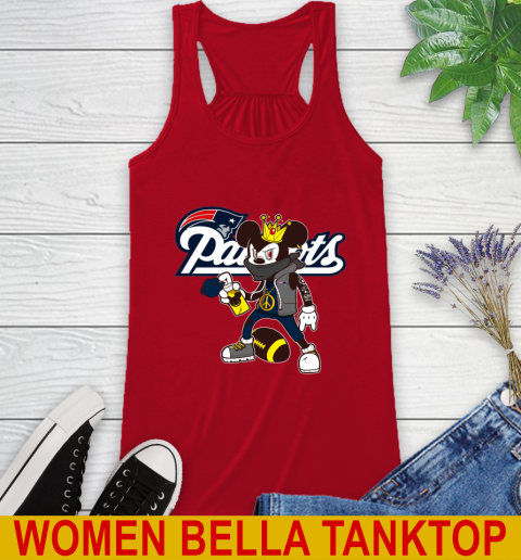New England Patriots NFL Football Mickey Peace Sign Sports Racerback Tank 6