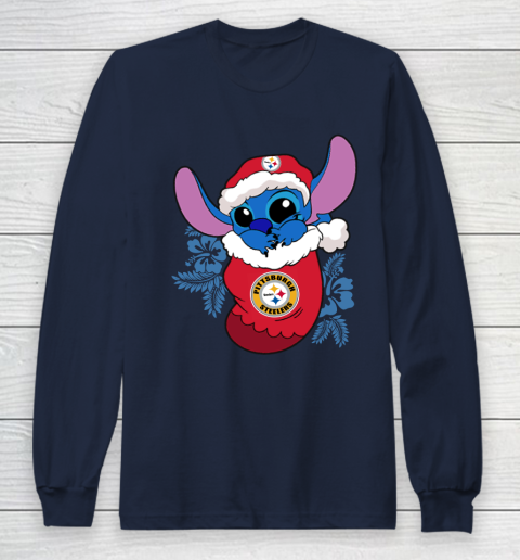 Pittsburgh Steelers Christmas Stitch In The Sock Funny Disney NFL Long Sleeve T-Shirt 4