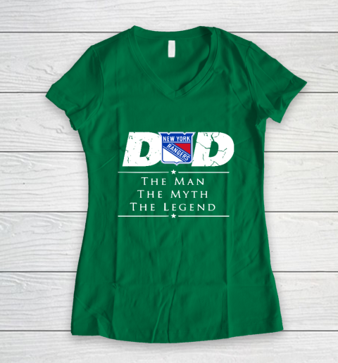 New York Rangers NHL Ice Hockey Dad The Man The Myth The Legend Women's V-Neck T-Shirt 3