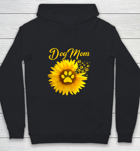 Dog Mom Shirt Amazing Dog Mom Sunflower Dog Paw Youth Hoodie