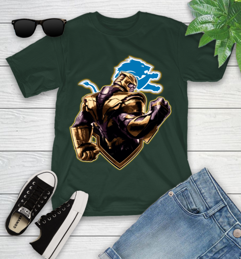 NFL Thanos Avengers Endgame Football Sports Detroit Lions Youth T-Shirt 5