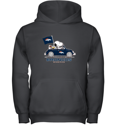 Snoopy And Woodstock Ride The Denver Broncos Car NFL Youth Hoodie