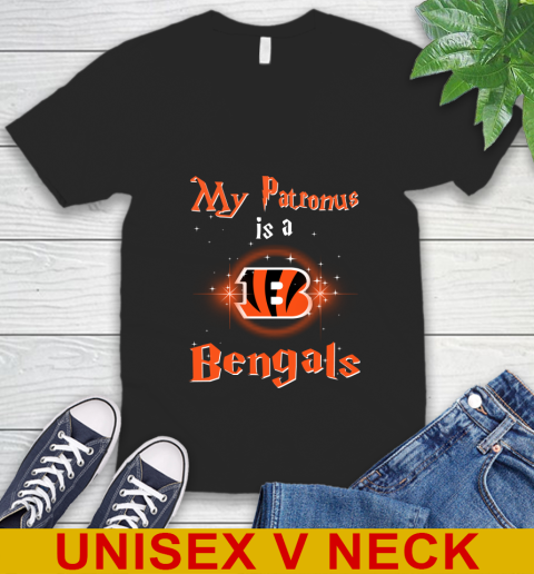 NFL Football Harry Potter My Patronus Is A Cincinnati Bengals V-Neck T-Shirt