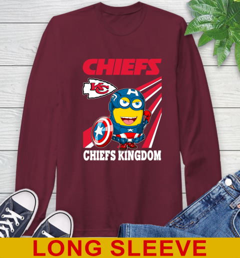 NFL Football Kansas City Chiefs Captain America Marvel Avengers Minion Shirt Long Sleeve T-Shirt 7