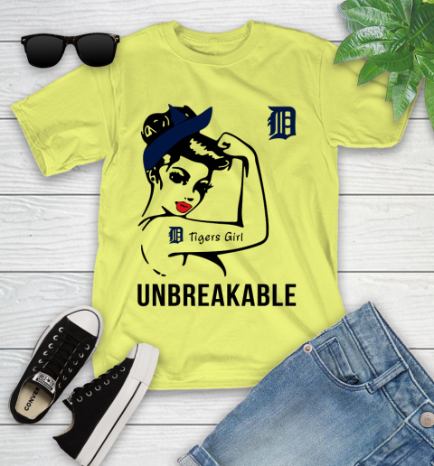 MLB Detroit Tigers Girl Unbreakable Baseball Sports Youth T-Shirt 5