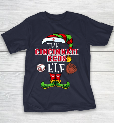 Cincinnati Reds Christmas ELF Funny MLB Youth T-Shirt 2