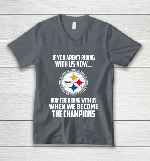 NFL Pittsburgh Steelers Football We Become The Champions V-Neck T-Shirt 4