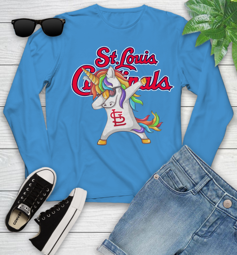 St.Louis Cardinals MLB Baseball Funny Unicorn Dabbing Sports Youth Long Sleeve 7
