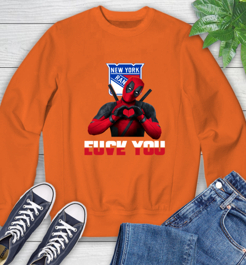 NHL New York Rangers Deadpool Love You Fuck You Hockey Sports Sweatshirt 3