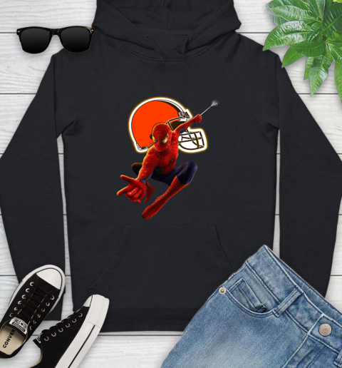 NFL Spider Man Avengers Endgame Football Cleveland Browns Youth Hoodie 2