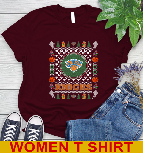 New York Knicks Merry Christmas NBA Basketball Loyal Fan Women's T-Shirt 6