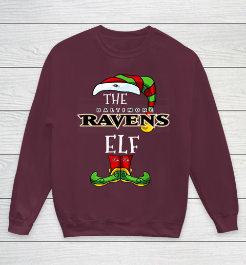 Baltimore Ravens Christmas ELF Funny NFL Youth Sweatshirt 4