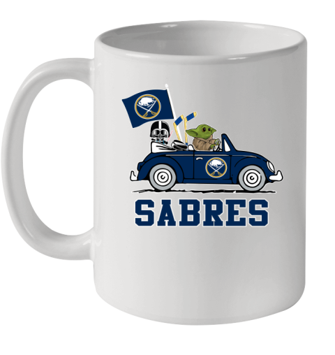 NHL Hockey Buffalo Sabres Darth Vader Baby Yoda Driving Star Wars Shirt Ceramic Mug 11oz